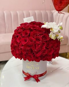 100 Red Roses and Large White Orchid - Image 5