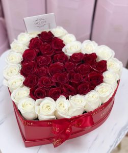 Grad Heart Box With Fresh Roses - Image 3