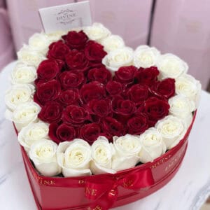 Grad Heart Box With Fresh Roses - Image 3