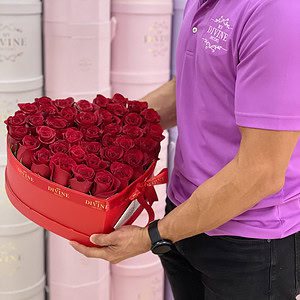 Grad Heart Box With Fresh Roses - Image 2