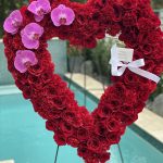 Large Red Heart Wreath With Orchids