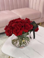 25 Rosas en Florero de Cristal Moon Transparente - Image 2