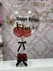 4 Preserved Roses Acrylic Box With Balloon - Image 5