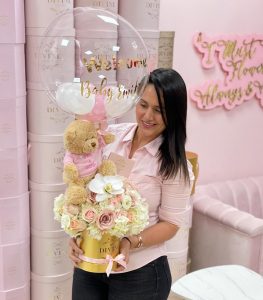 Medium Flower Box Teddy & Balloon - Image 2