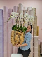 Swan Orchids in XL Wooden Vase - Image 3