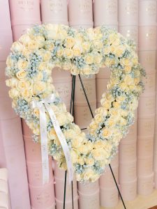 Roses and baby's breath Heart Wreath