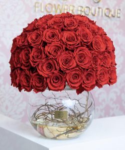 Round Preserved Roses in Bowl