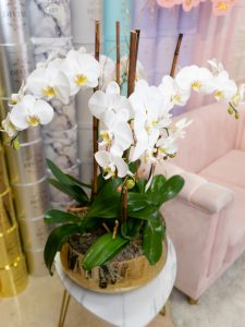 Orchids XL in Gold metal Vase - Image 4