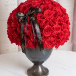 Elegant Metal Vase with Roses