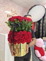 Rosas de Pie en Caja Redonda 9" - Imagen 2