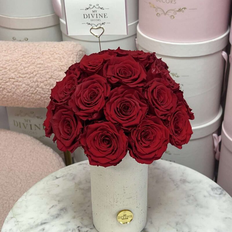 Ceramic Vase with Preserved Roses