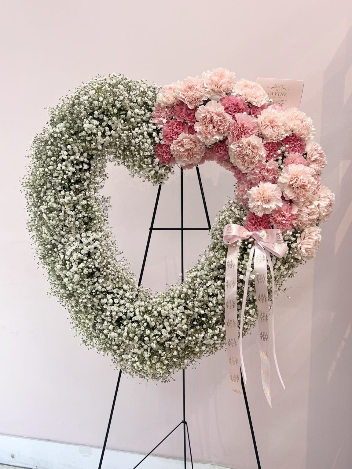 Always Remember Floral Heart Wreath - Pink & White - Naples Floral