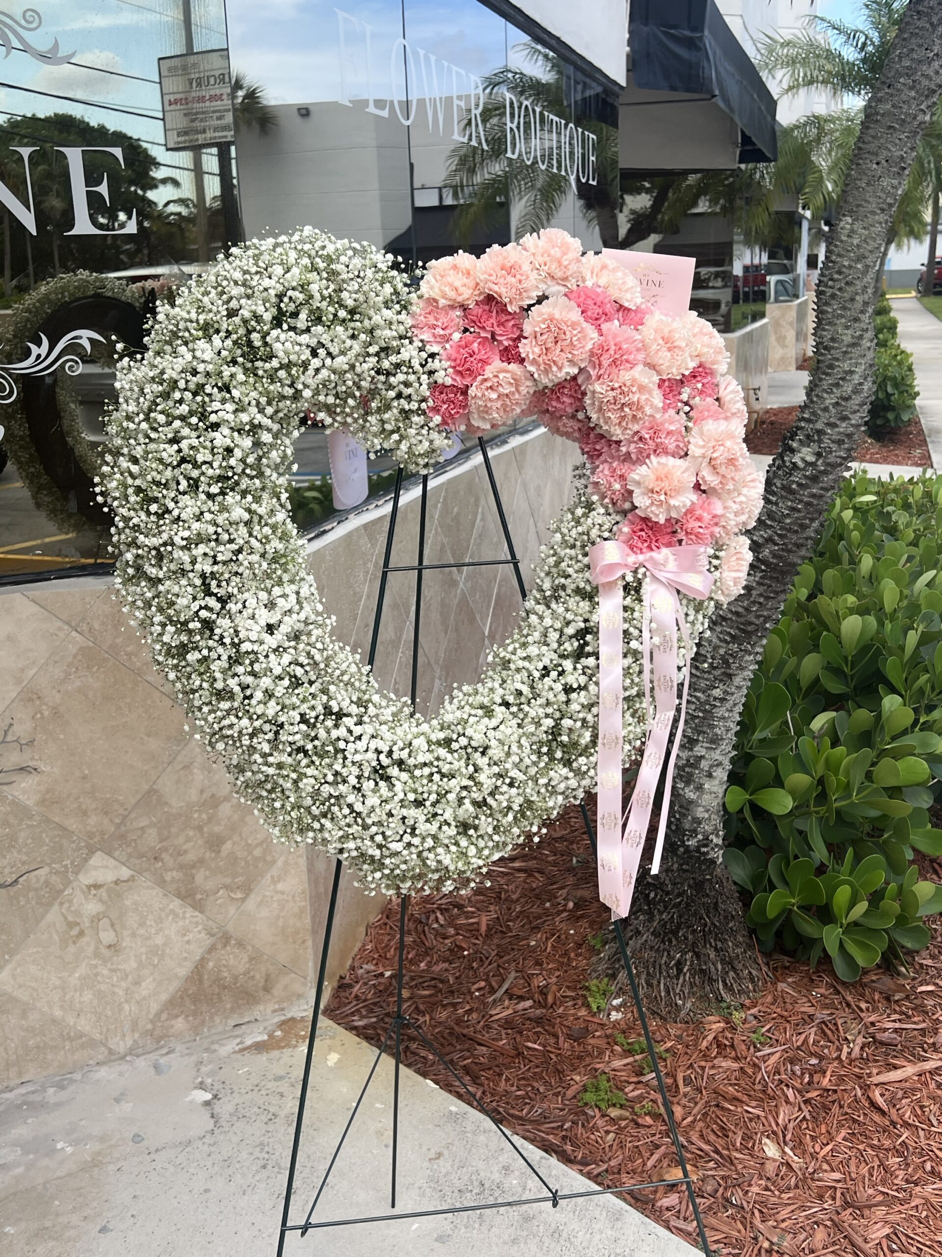 Always Remember Floral Heart Wreath - Pink & White - Naples Floral Design
