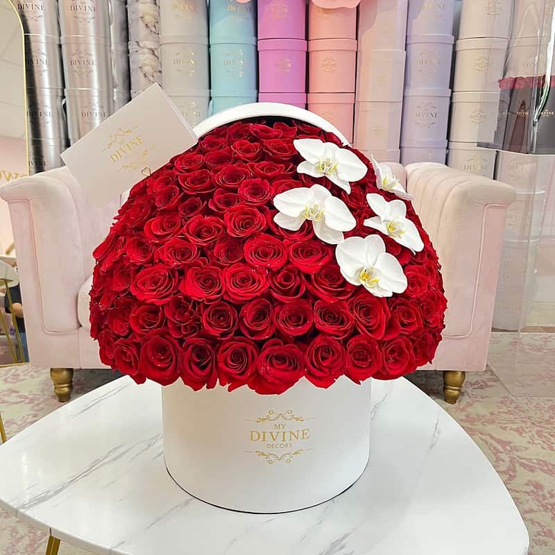 Caja Redonda Grand Box Rosas y Orquídeas Premium - Image 5