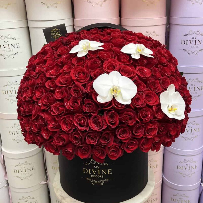 New roses & orchids Hat Box Grand Box