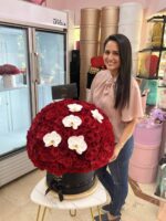 350 Roses & orchids round Grand Box - Image 2