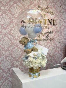 Medium Boy Flower Box Teddy & Balloon - Image 2