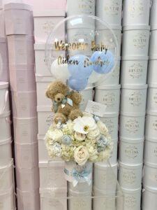 Medium Boy Flower Box Teddy & Balloon
