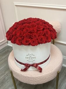 Full Round Preserved roses in Leather Box