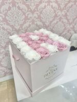 Letter or number box filled with white roses
