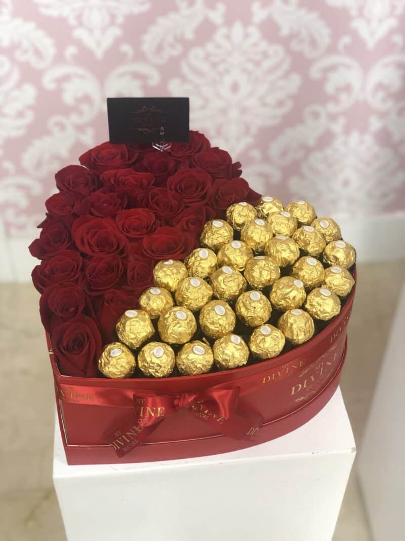 Half Roses Half Chocolates Heart