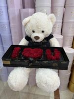Osito de Peluche Gigante de 47" con Caja de Regalo "Te Amo" y Rosas