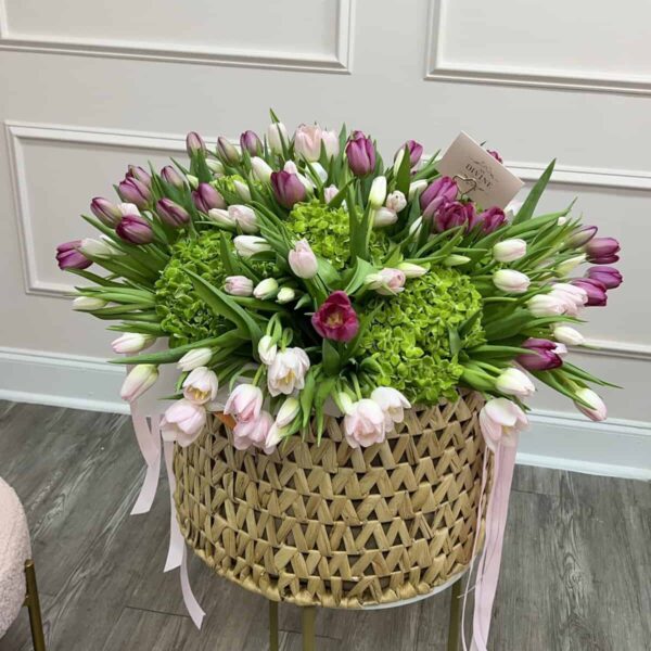 200 Tulips in Basket