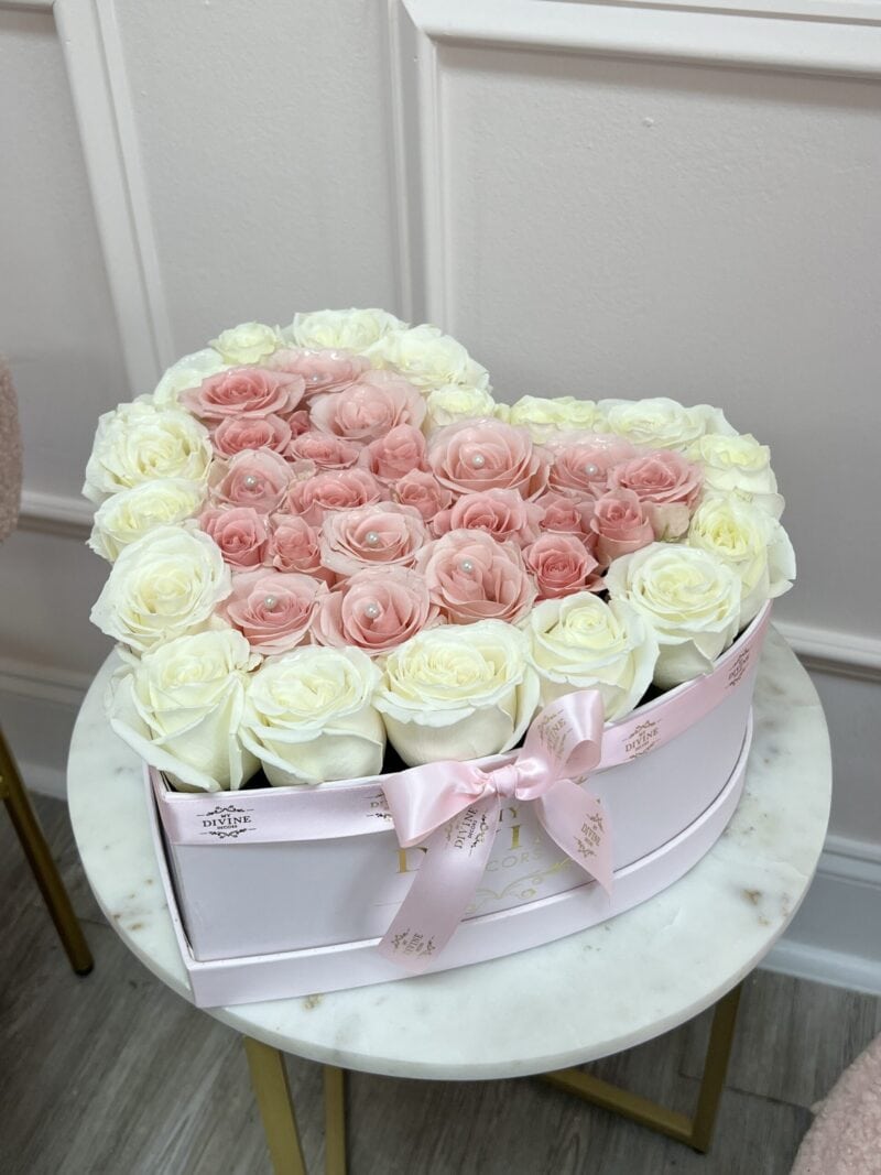 Heart Box With Fresh Roses - Image 2