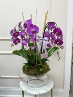 Orquídeas Flotantes en Florero de Cristal