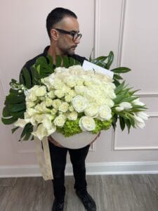 Harmony White Blooms in Vase - Image 3