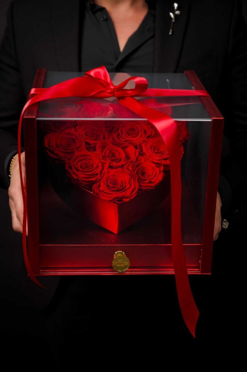 Display Heart Drawer Box Preserved Roses - Image 3