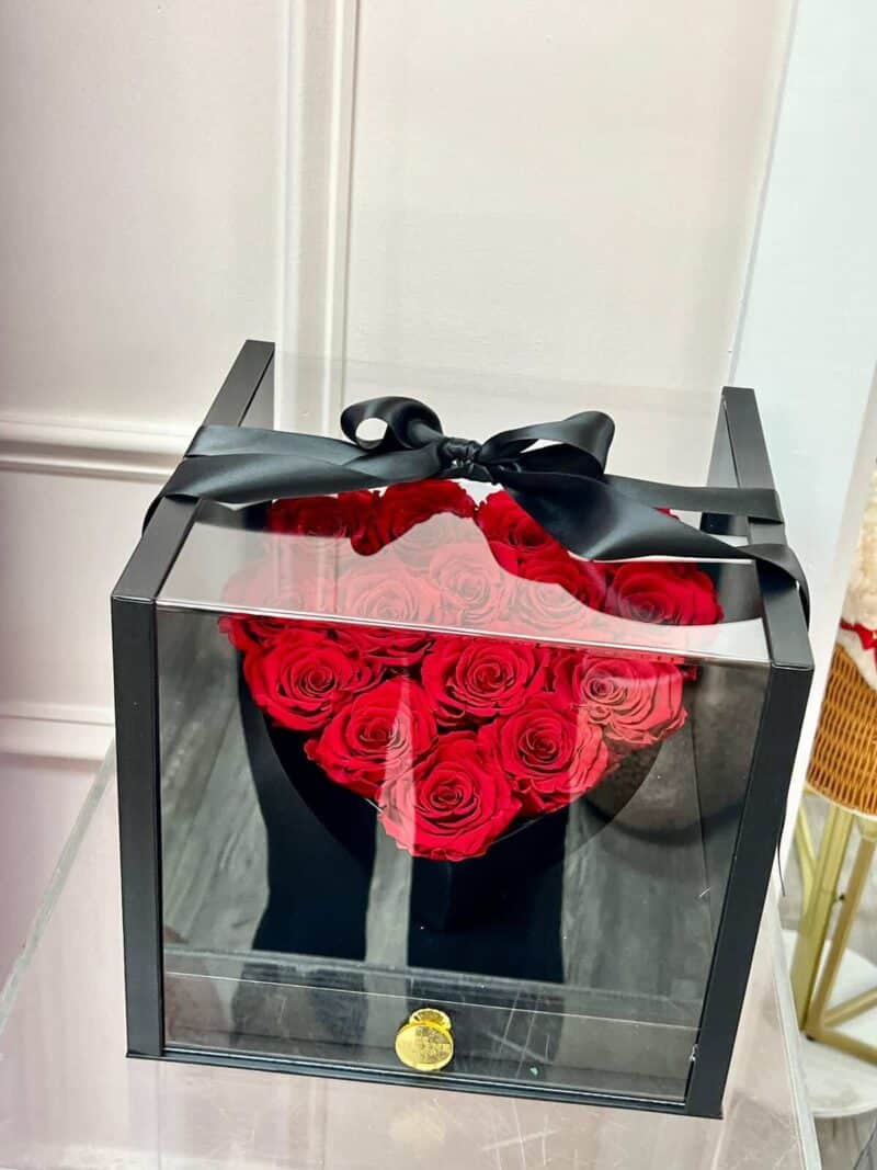 Display Heart Drawer Box Preserved Roses - Image 2