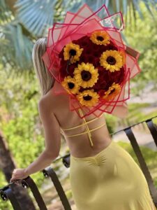 Roses & Sunflowers Hand Bouquet - Image 11