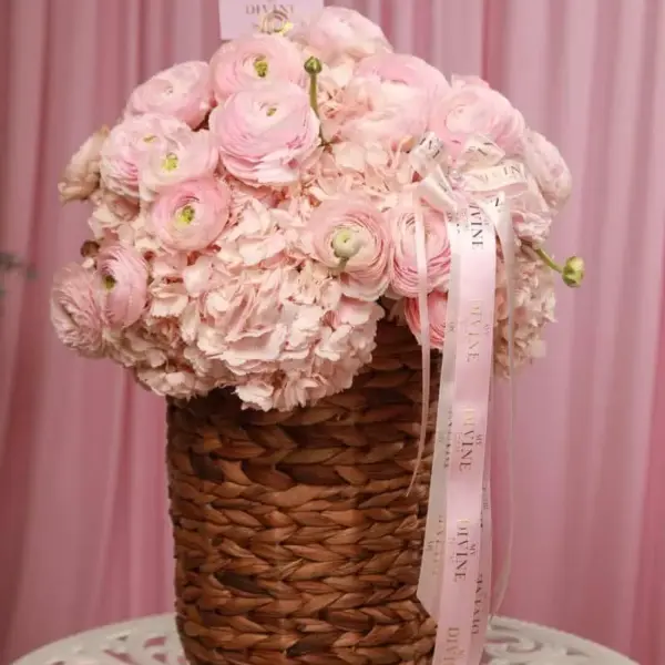 Soft Ranunculus & Hydrangeas Basket