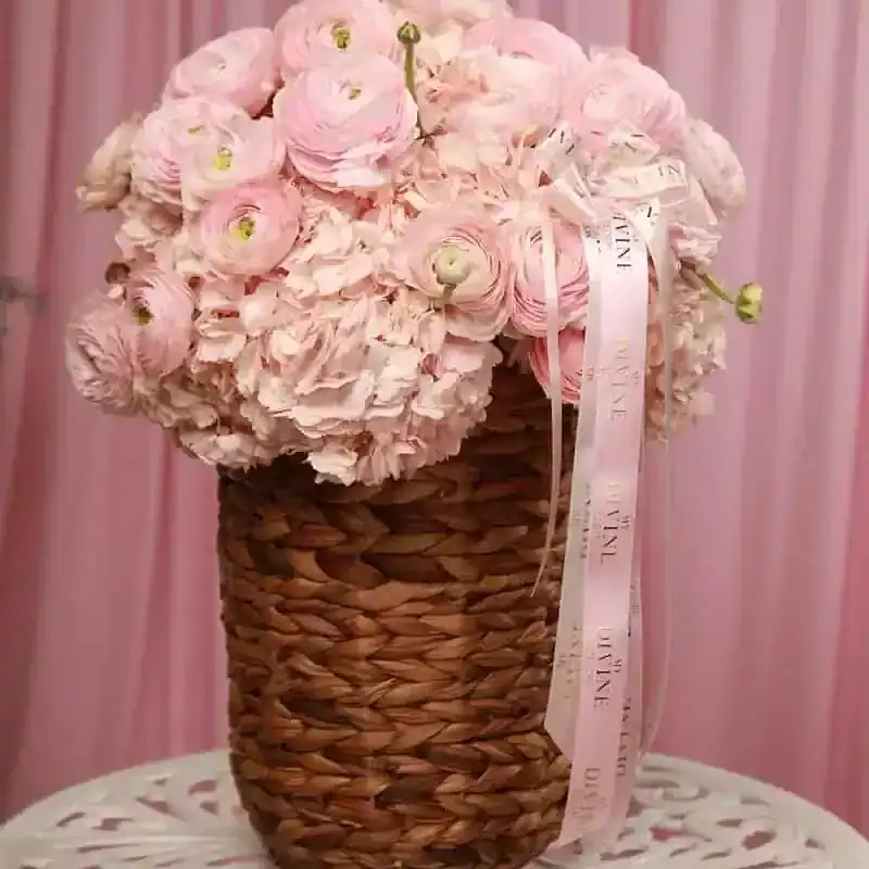 Soft Ranunculus & Hydrangeas Basket