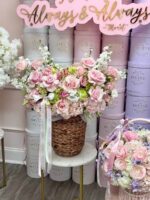 Blushing Lime Garden – Basket Arrangement