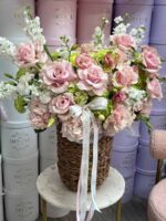 Blushing Lime Garden – Basket Arrangement - Image 4