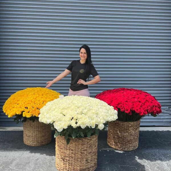 Lujo 1500 Rosas en 3 Canastas de Diseñador