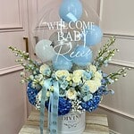 Caja Redonda Premium con Globo Burbuja Floral