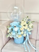 “Welcome Baby Boy” Deluxe Teddy Balloon Floral Box - Image 3