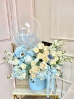 “Welcome Baby Boy” Deluxe Teddy Balloon Floral Box - Image 2