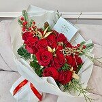 Ramo Premium de Rosas Rojas Navideño