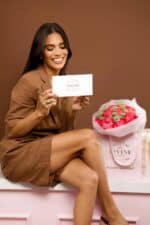 Peonies bouquet in Signature bag - Image 3