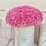 La Caja Redonda Firma Tall con 200 Rosas