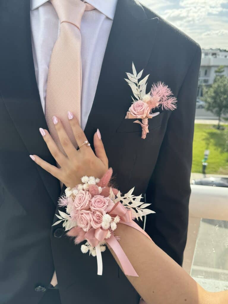 Prom corsage ideas featuring wrist corsages and boutonnieres