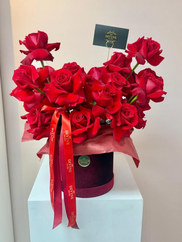 Caja de Terciopelo Rosas Rojas Reflexed Clásica