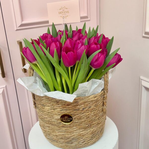 The Pink Garden Tulip Basket