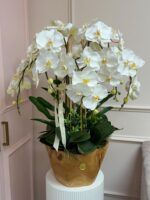 Silk Orchid Arrangement (Wooden Vase) - Image 4