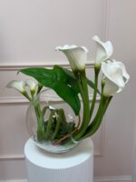 Modern Silk Calla Lily Terrarium Arrangement