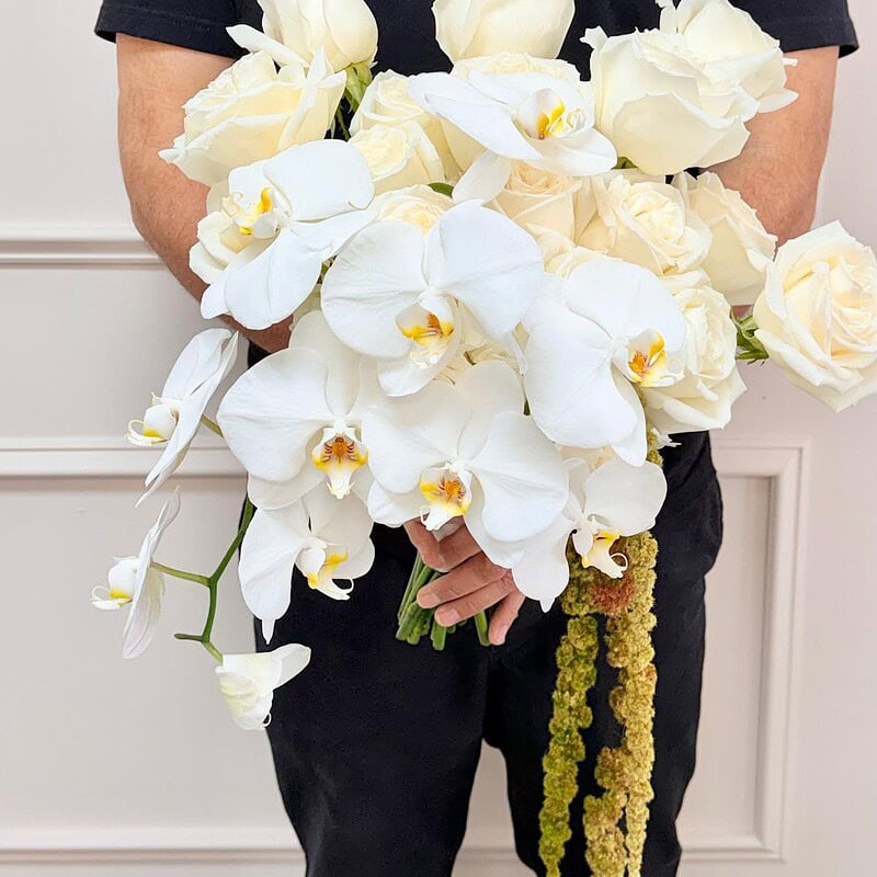 The Orchid Grace Bridal Bouquet & Boutonniere Collection
